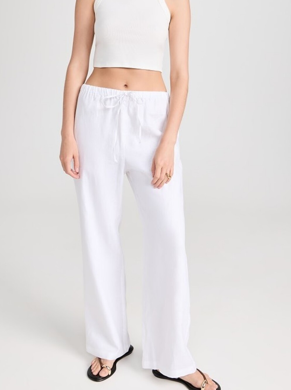 REFORMATION Olina White 100% Linen Wide Leg Pants Small